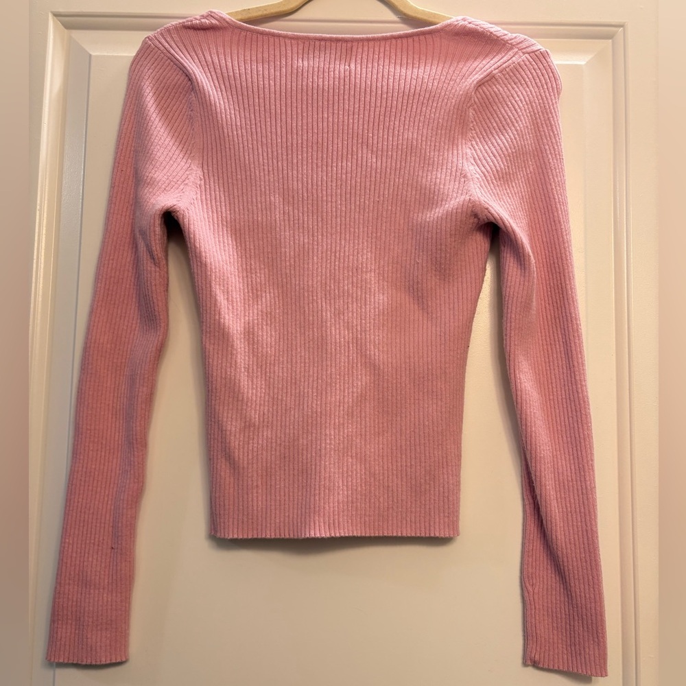 Pink Ribbed Women's Top - Picture 3 of 3